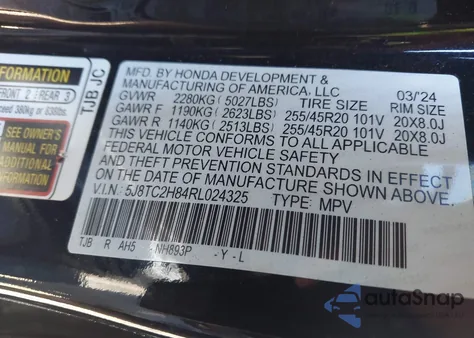 2024 Acura Rdx A-Spec Advance Package z USA, uszkodzony, nr VIN 5J8TC2H84RL024325